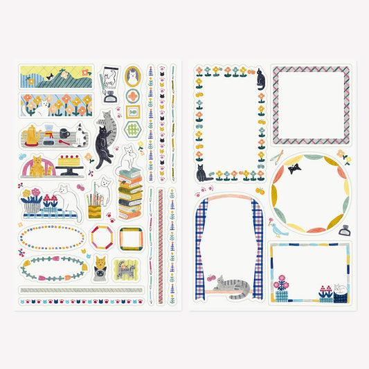 Midori Cats & Books Yuru Log Sticker Sheets (Set of 2)