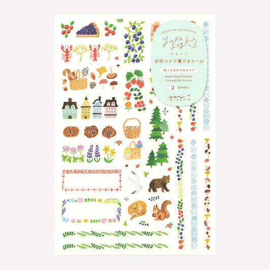 Midori Scandinavia Forest Yuru Log Sticker Sheets (Set of 2)