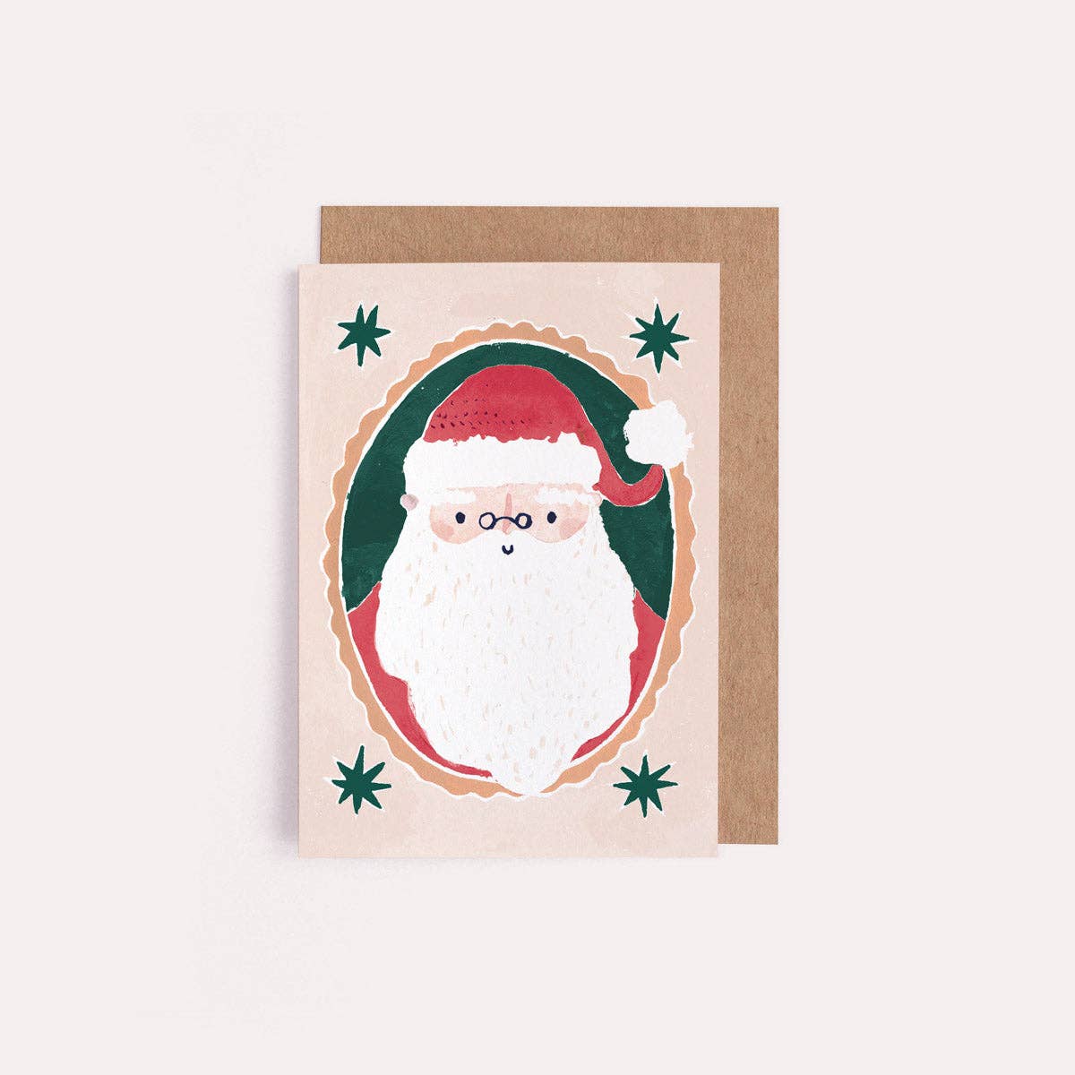 Mini A7 greetings card with a hand-painted illustration of Father Christmas by Sister Paper Co.