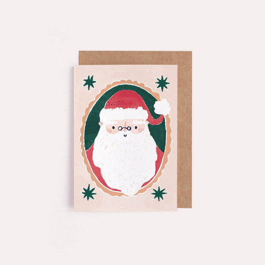 Mini A7 greetings card with a hand-painted illustration of Father Christmas by Sister Paper Co.