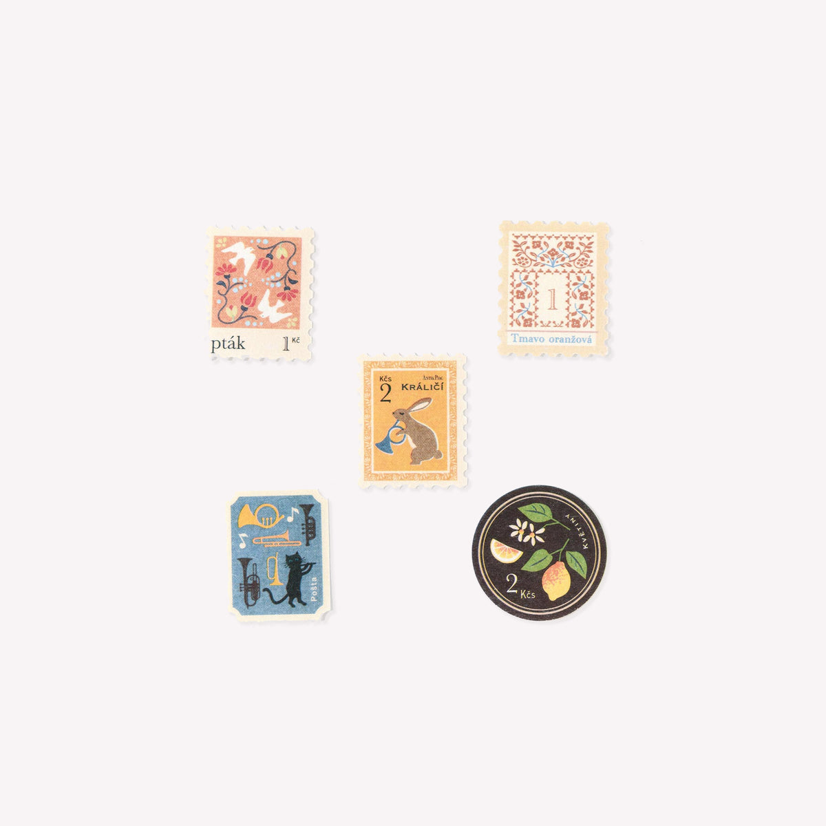 NB Nuku Antique Stamp Brown Washi Flake Stickers