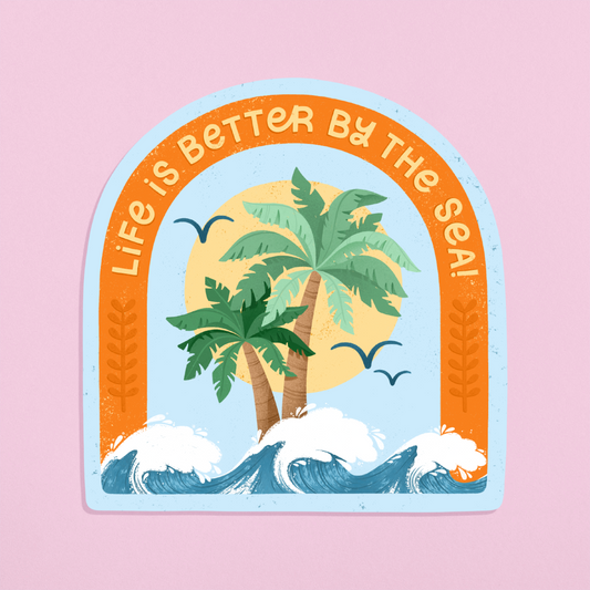 Life Is Better By The Sea Illustrated Sticker