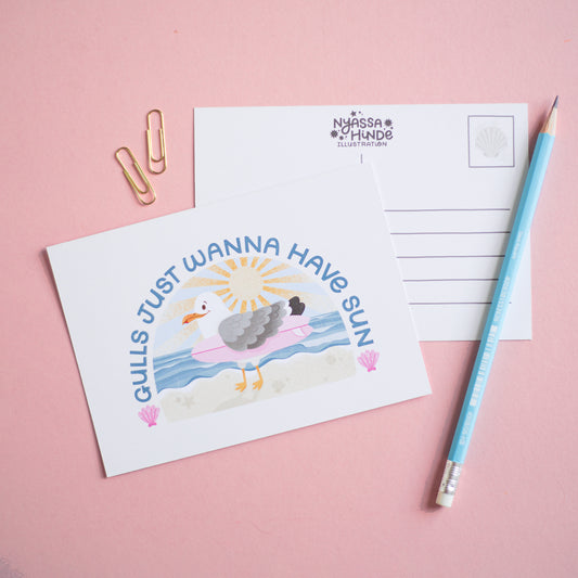 Gulls Just Wanna Have Sun Postcard Print