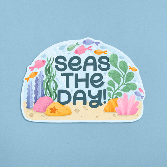 Seas The Day Illustrated Sticker