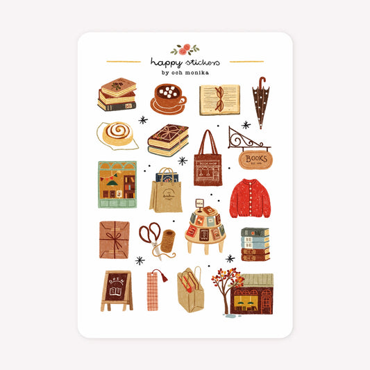 Och Monika Rainy Bookshop A6 Sticker Sheet