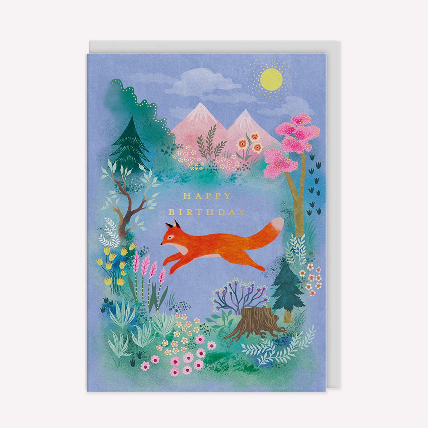 Happy Birthday Mountain Fox Greetings Card