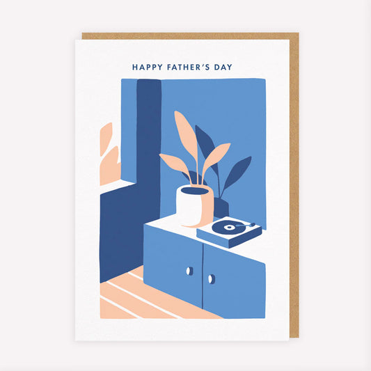 Happy Father's Day Record Player Greetings Card