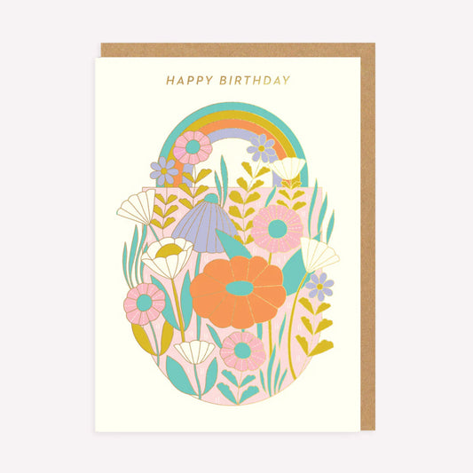 Happy Birthday Gold Foil Flowers Greetings Card