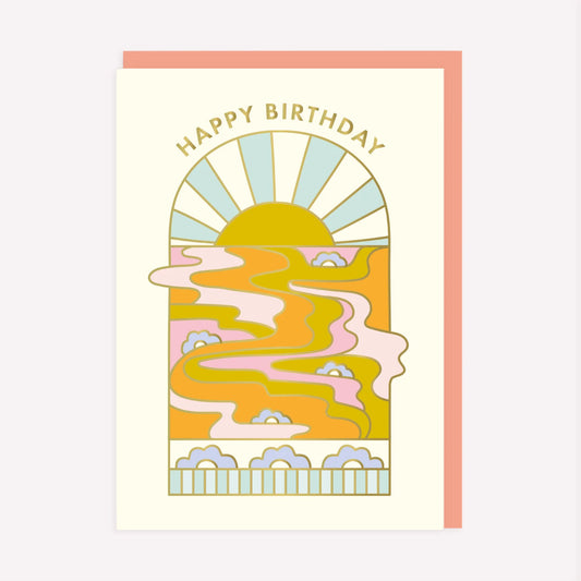 Happy Birthday Gold Foil Sunrise Greetings Card