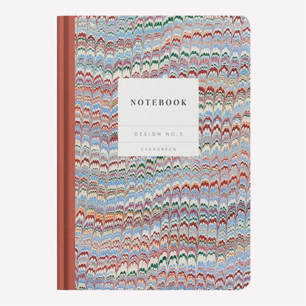 Ohh Deer Kaleido Hardback Notebook with a brown, blue and green classic marble stripe pattern. 
