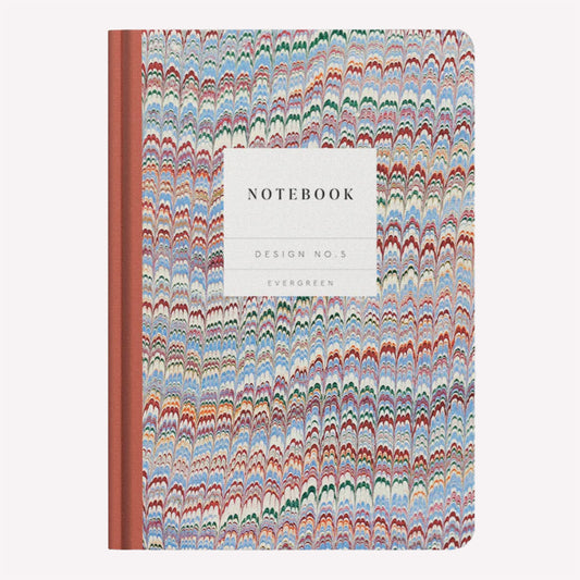 Ohh Deer Kaleido Hardback Notebook with a brown, blue and green classic marble stripe pattern. 