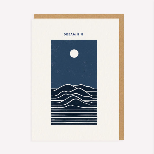 Dream Big Moon Over Mountains Greetings Card