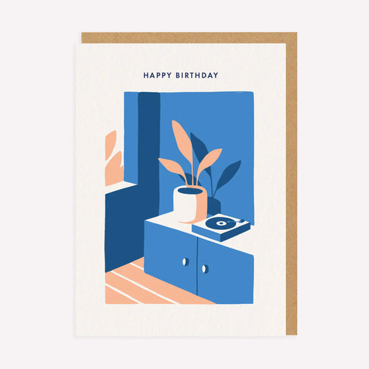 Happy Birthday Record Player Greetings Card