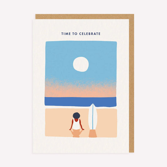 Time To Celebrate Surfer Greetings Card