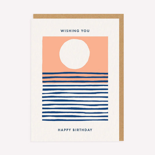 Wishing You Happy Birthday Stripes Greetings Card