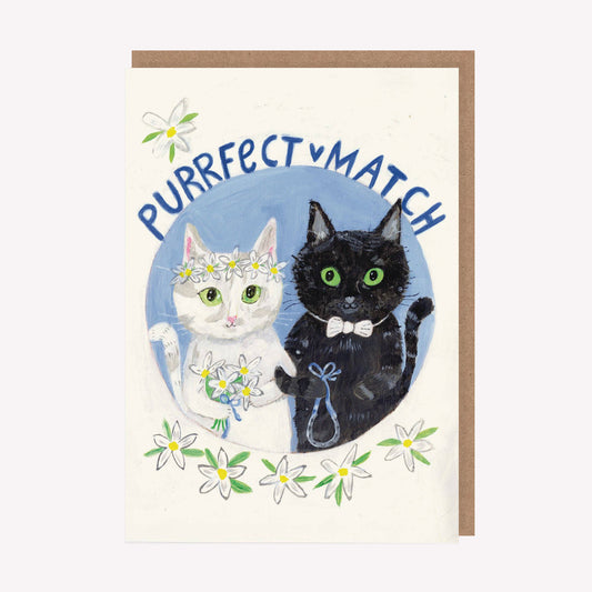 Purrfect Match Wedding Cats Greetings Card