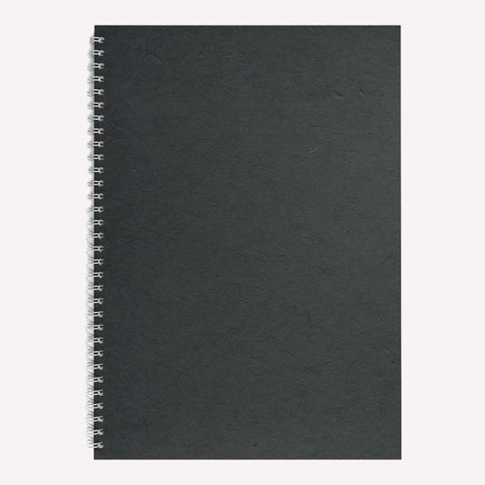 Pink Pig Spiral Bound A3 sketchbook with a black recycled banana leaf cover and 35 pages suitable for mixed media artworks. 