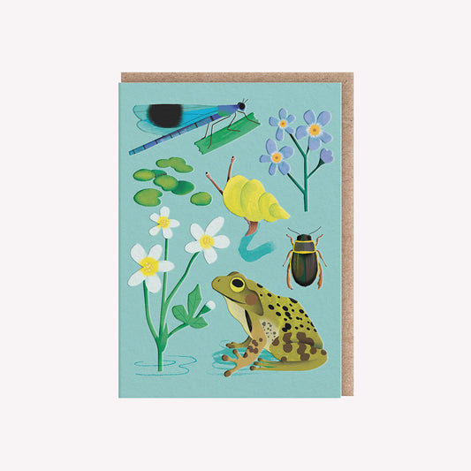 Pond Creatures Mini Greetings Card