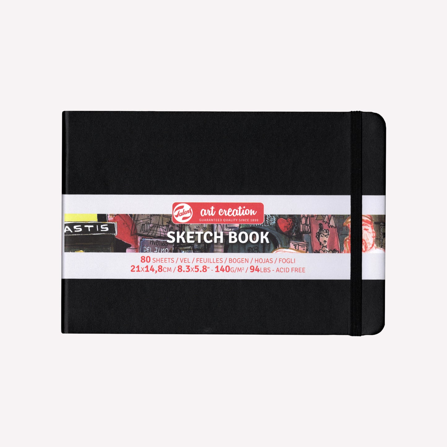 Royal Talens Art Creation landscape sketchbook with a sturdy black imitation-leather cover in size 21x14.8cm