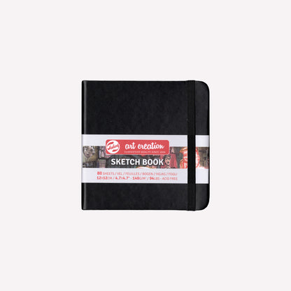 Royal Talens Art Creation pocket sized sketchbook with a sturdy black imitation-leather cover in size 12x12cm