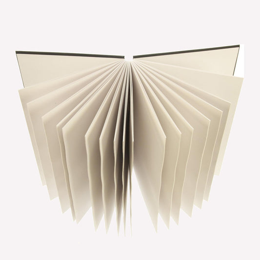 Open concertina sketchbook with continuous accordion style pages made by Seawhite of Brighton. 