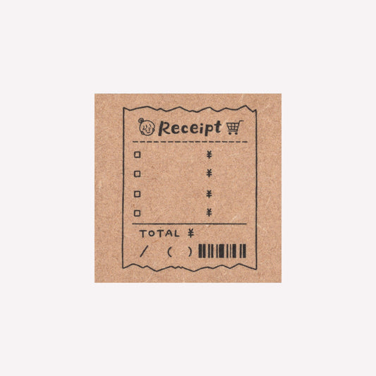 Rubber journalling stamp with a design of a hand drawn receipt frame.  