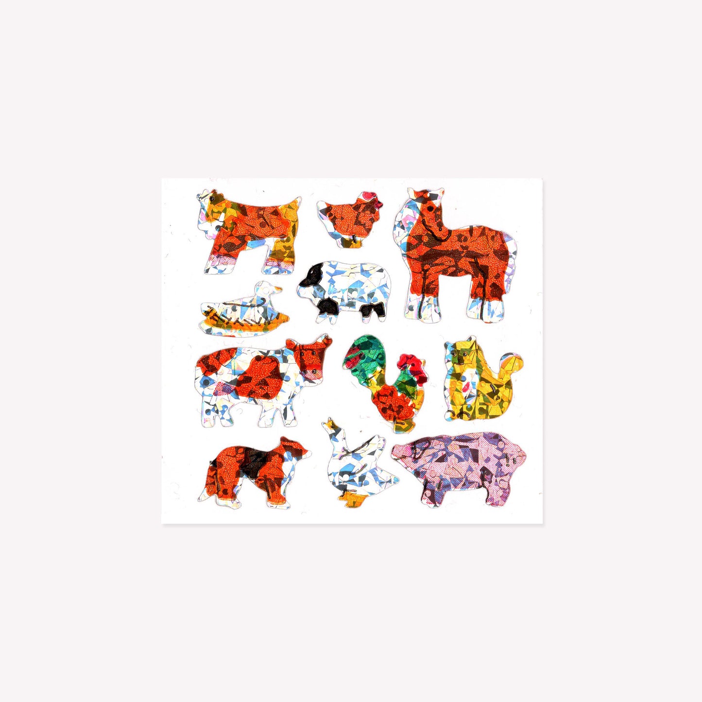 Stickermagic Prismatic Micro Farmyard Animals Mini Sticker Sheet