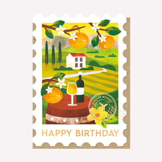 Tuscany Stamp Birthday Greetings Card