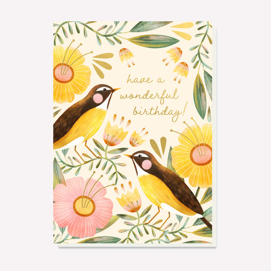 Have A Wonderful Birthday Sunshine Birds Greetings Card