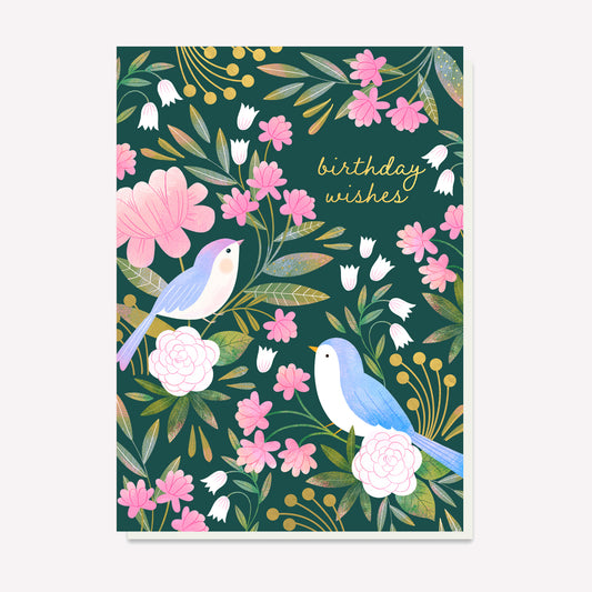 Birthday Wishes Bluebird Blossom Greetings Card