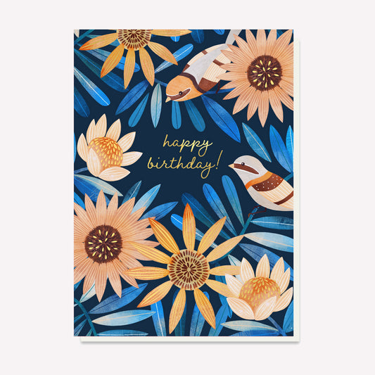 Happy Birthday Bird Midnight Garden Greetings Card