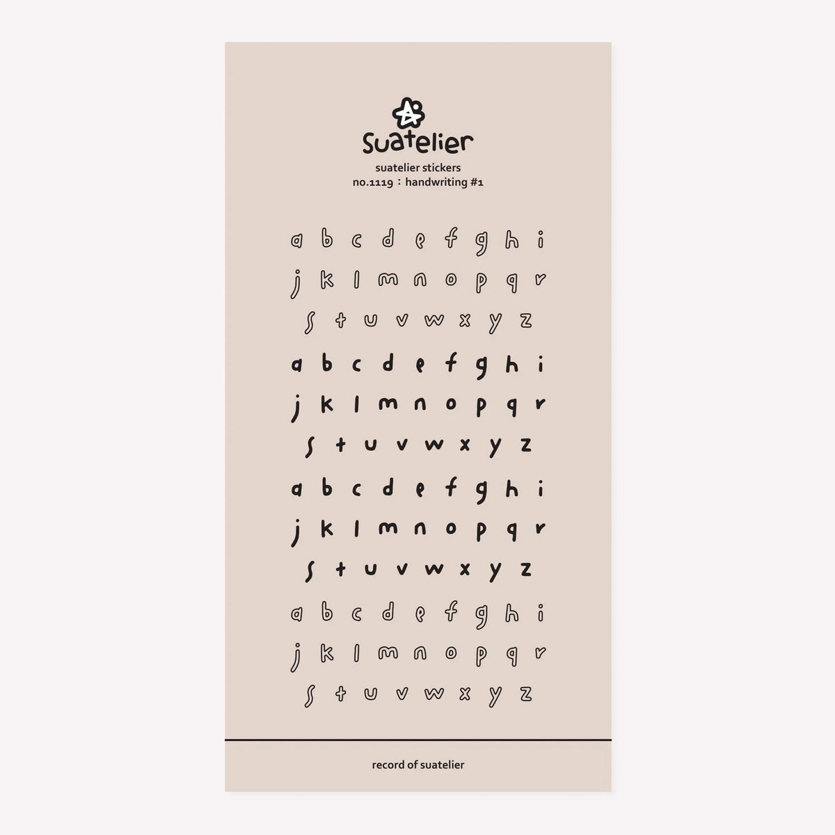 Suatelier Lowercase Alphabet Handwriting #1 Sticker Sheet