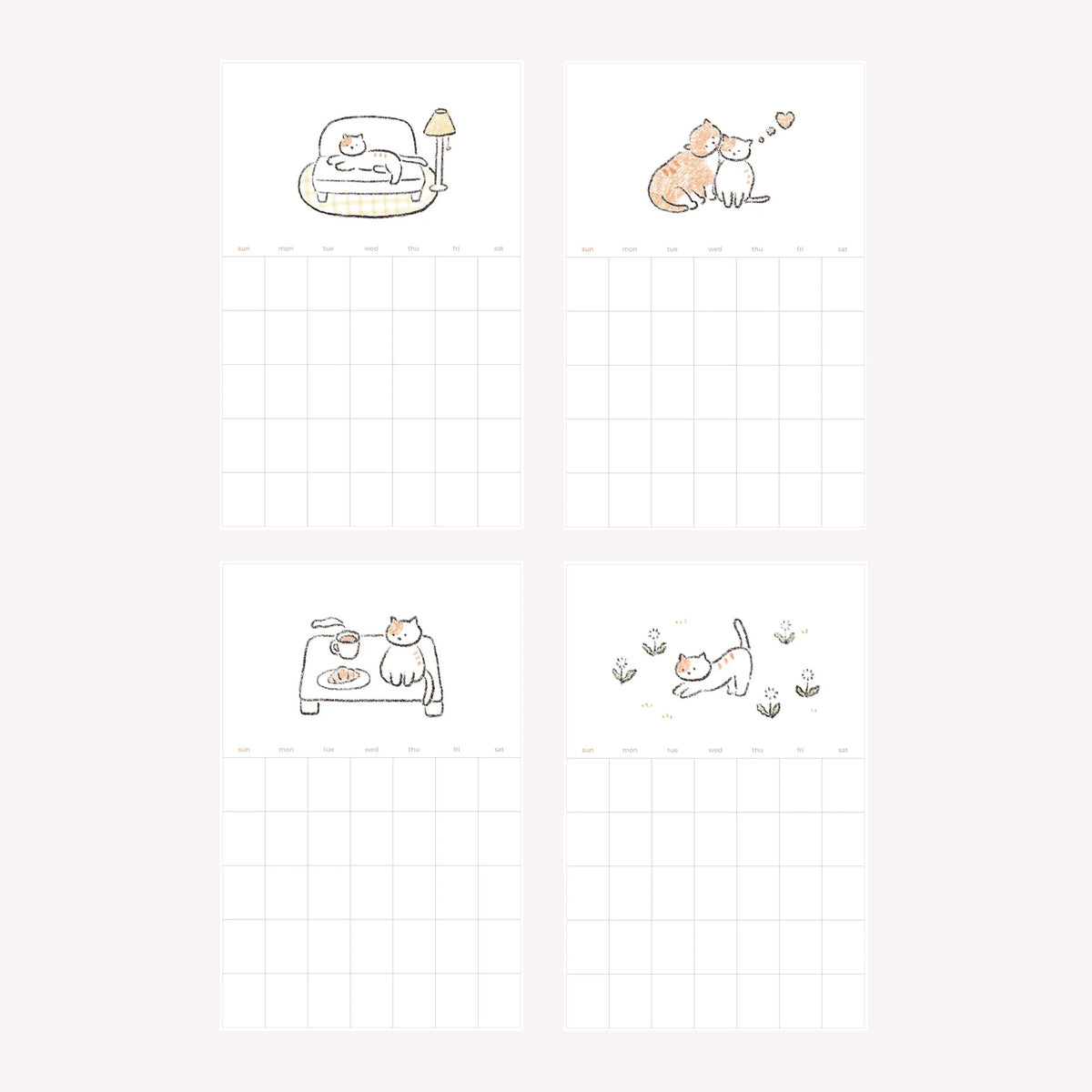 Suatelier Monthly Plan Calendar Cat Stickers