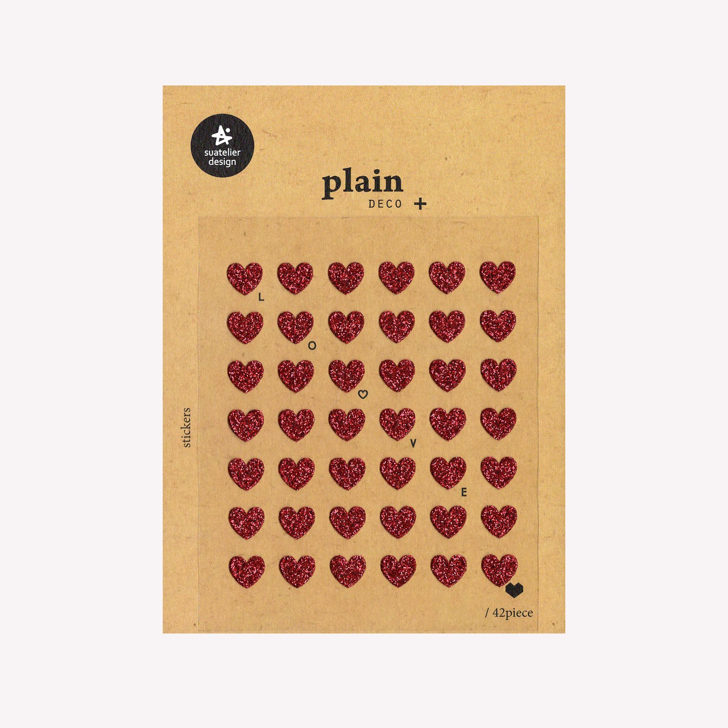Suatelier Plain Sparkly Red Heart Sticker Sheet