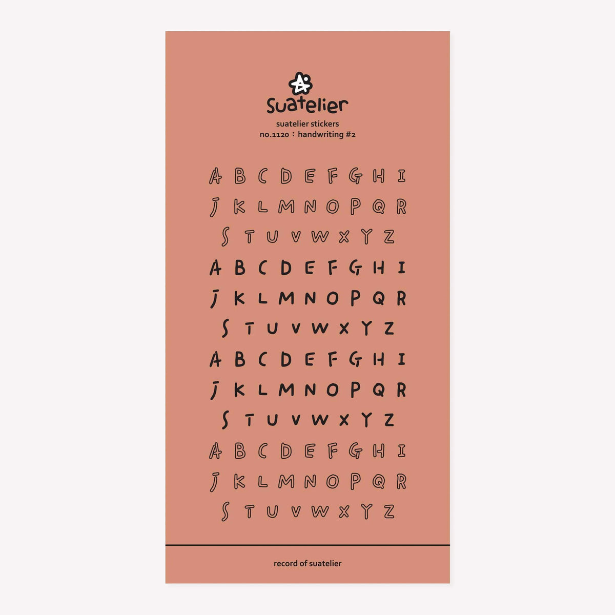 Suatelier Uppercase Alphabet Handwriting #2 Sticker Sheet