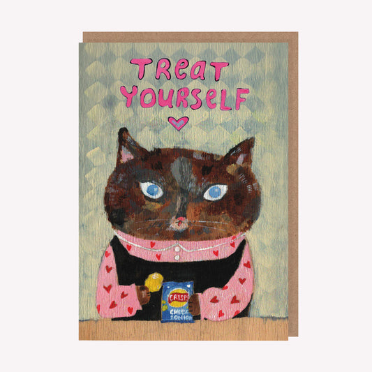 Treat Yourself Cat Greetings Card