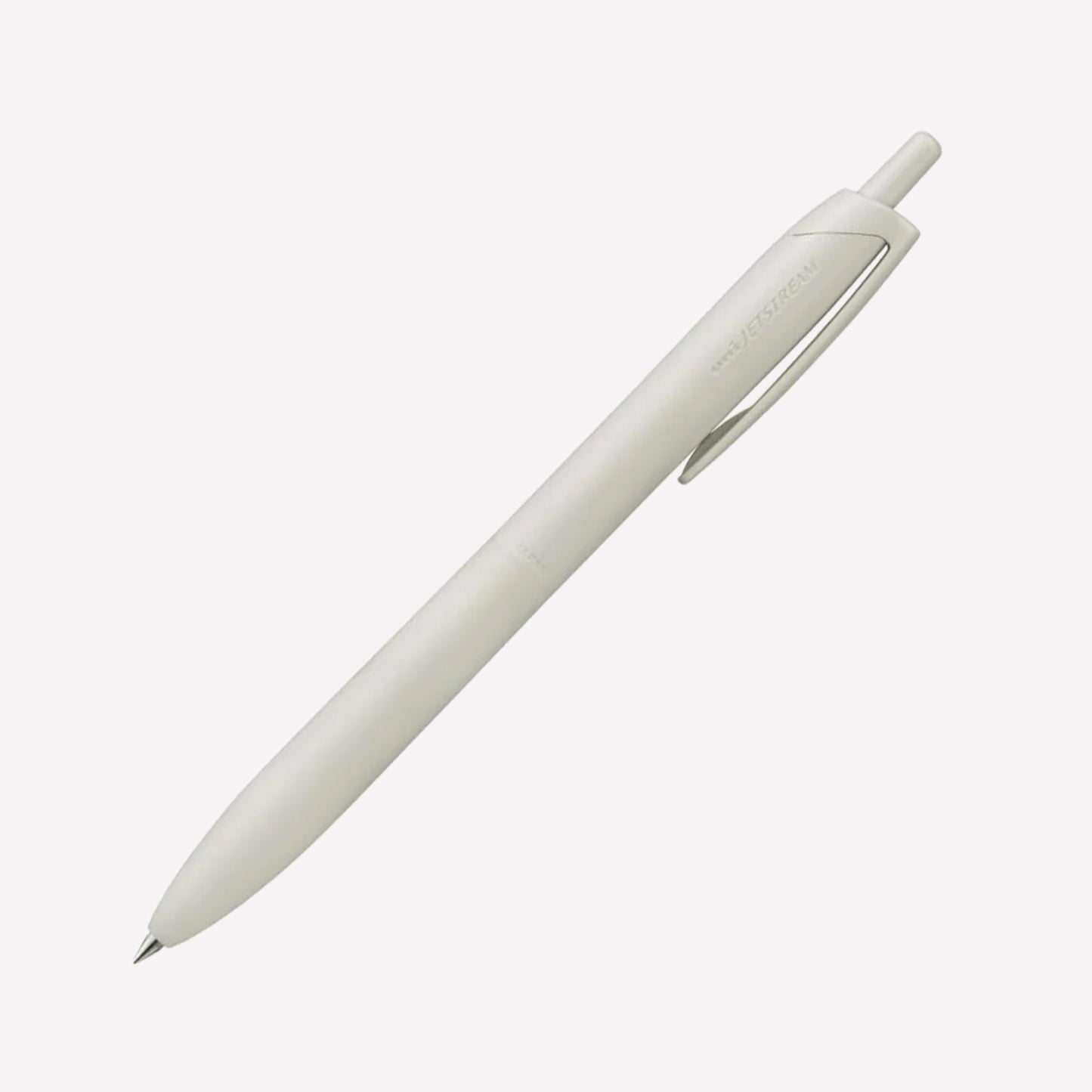 Uniball Jetstream Lite Touch Gel Pen in Shell White on a white background. 