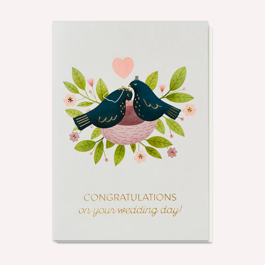 Congratulations On Your Wedding Day Birds Greetings Card