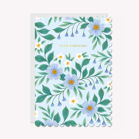 With Sympathy Blue Floral Greetings Card
