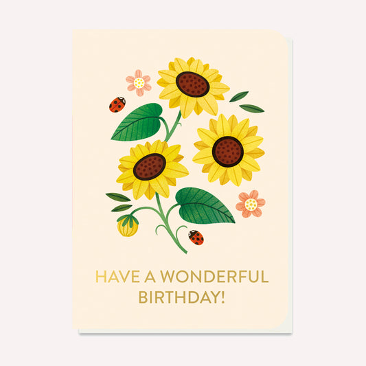 Have A Wonderful Birthday Sunflower Seed-Stick Greetings Card