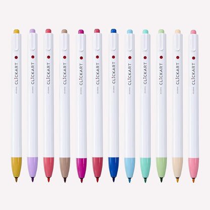 Zebra Clickart Retractable Felt Tip Marker Pen Set