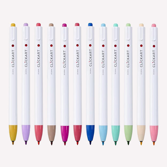 Zebra Clickart Retractable Felt Tip Marker Pen Set