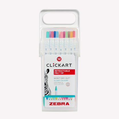 Zebra Clickart Retractable Felt Tip Marker Pen Set