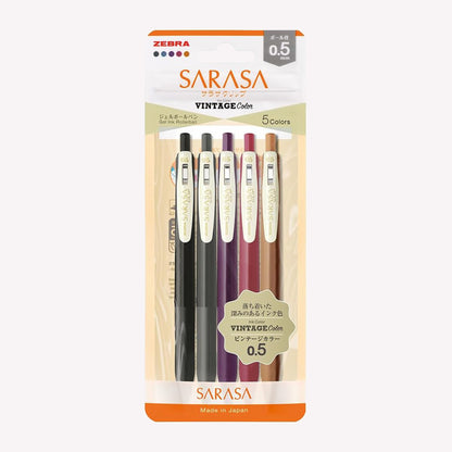 Zebra Vintage Sarasa Clip Gel Pens Set of 5